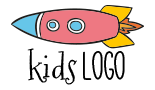 A cartoon of a rocket ship with a yellow tail.