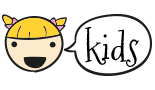 A cartoon of a girl with a hat and the word " kid ".