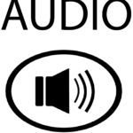 A black and white picture of an audio symbol.